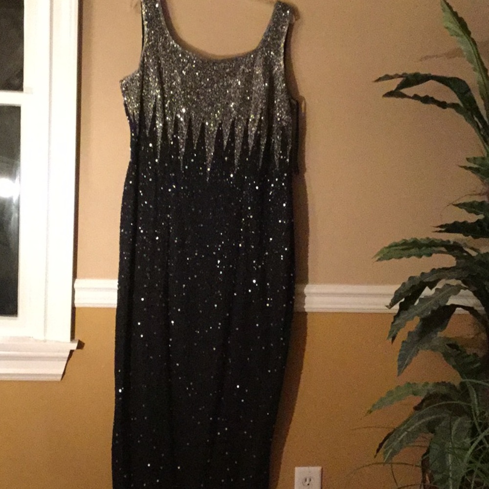 Beaded Black and Silver Gown